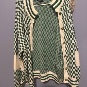 Dressed in LALA Green and White Structured Jacket